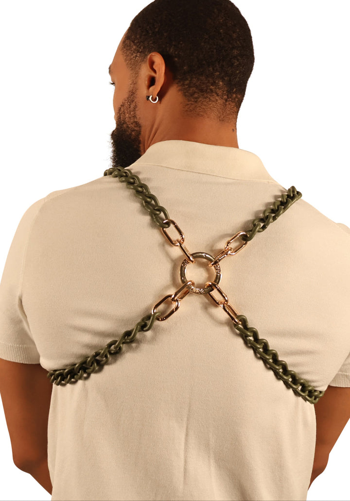 Military Matte Green H - Cross Back Chain Harness
