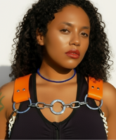 Orange Leather Dogwood with White Chain and Ring