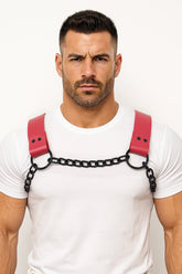 Red Leather Dogwood with Black Chain