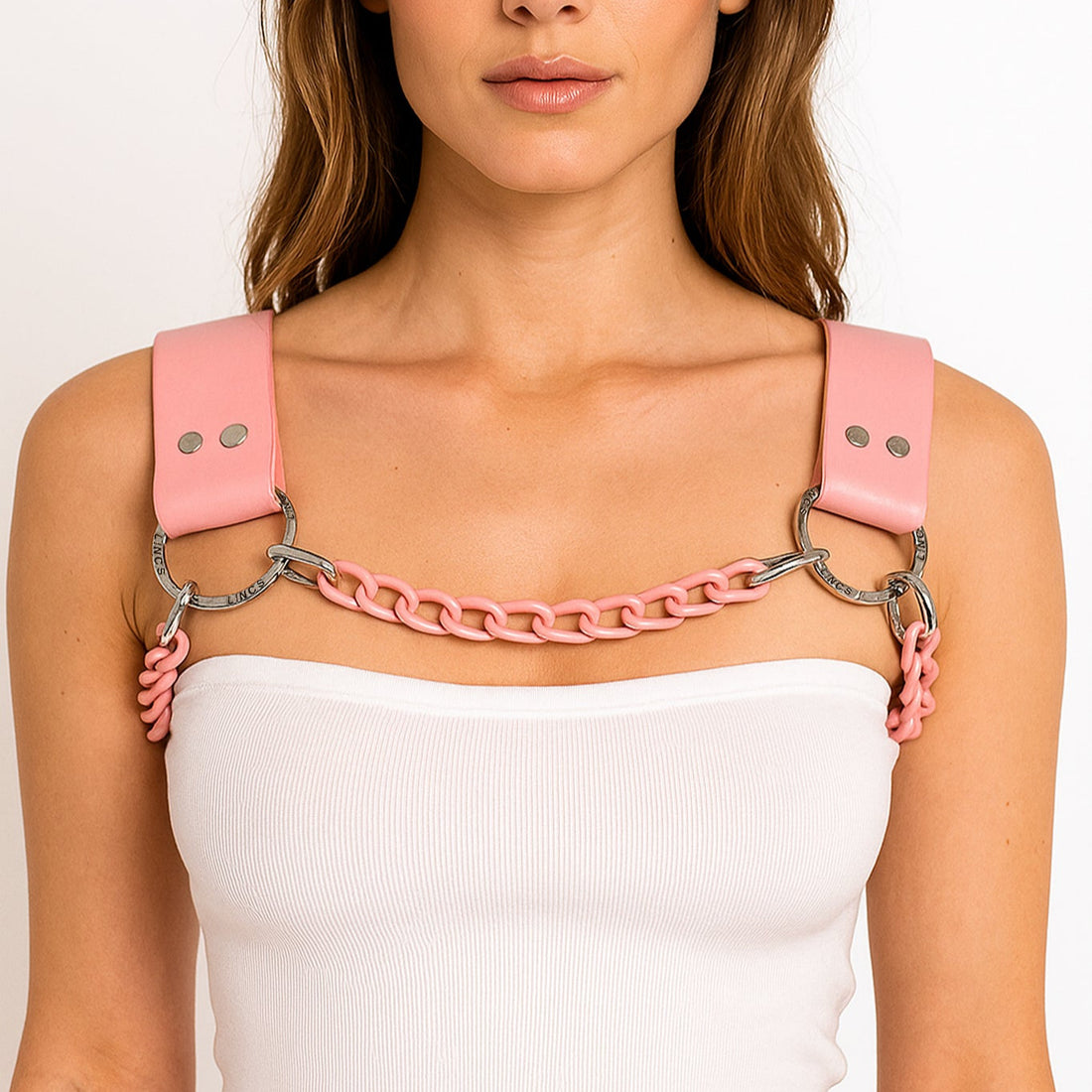 Pink Leather Dogwood with Pink Chain