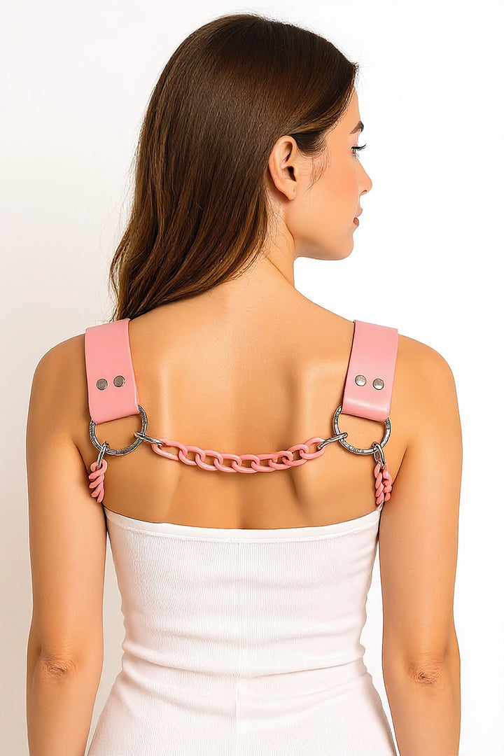 Pink Leather Dogwood with Pink Chain