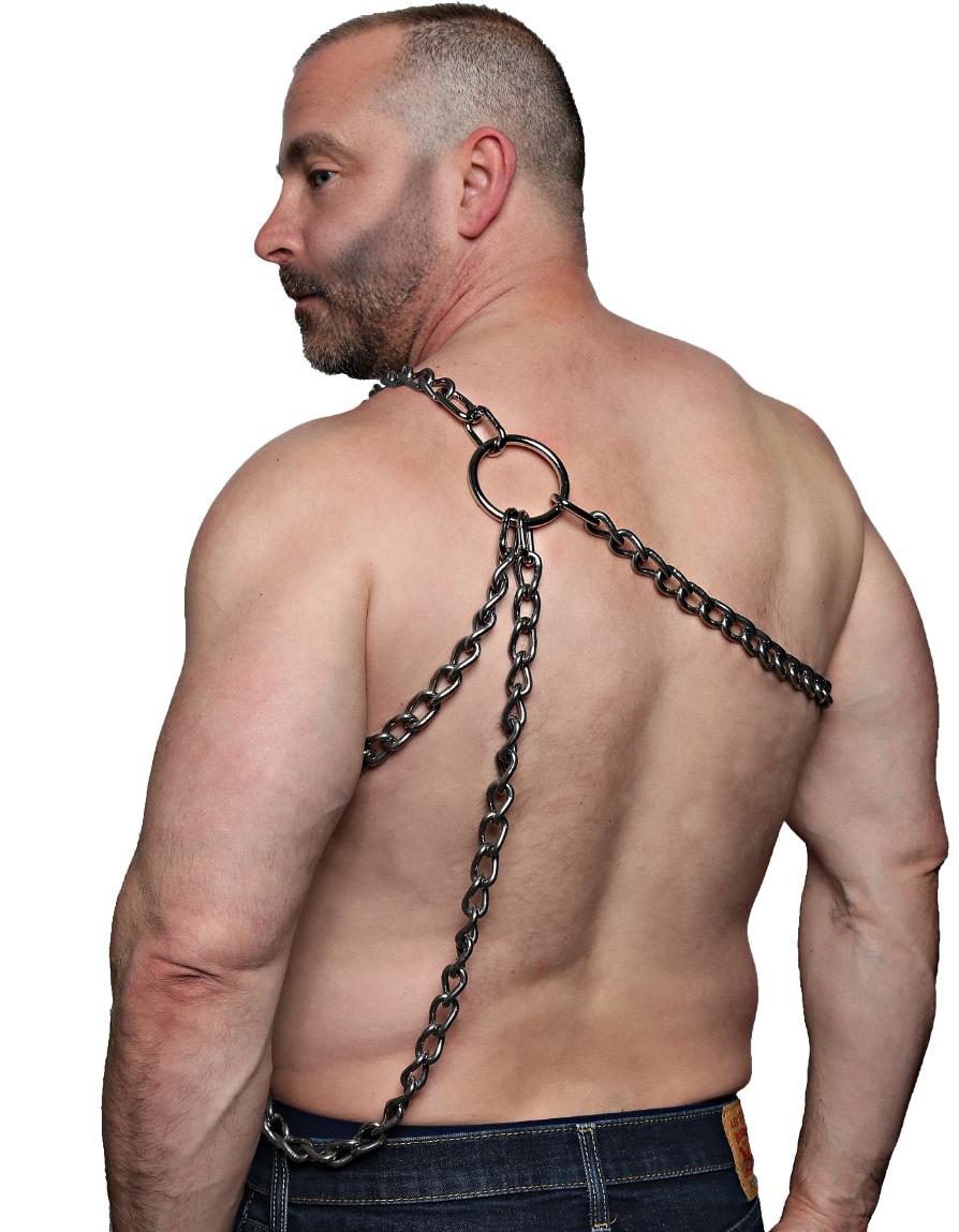 The Gladiator Polished Stainless Steel One Shoulder Harness W/Extension