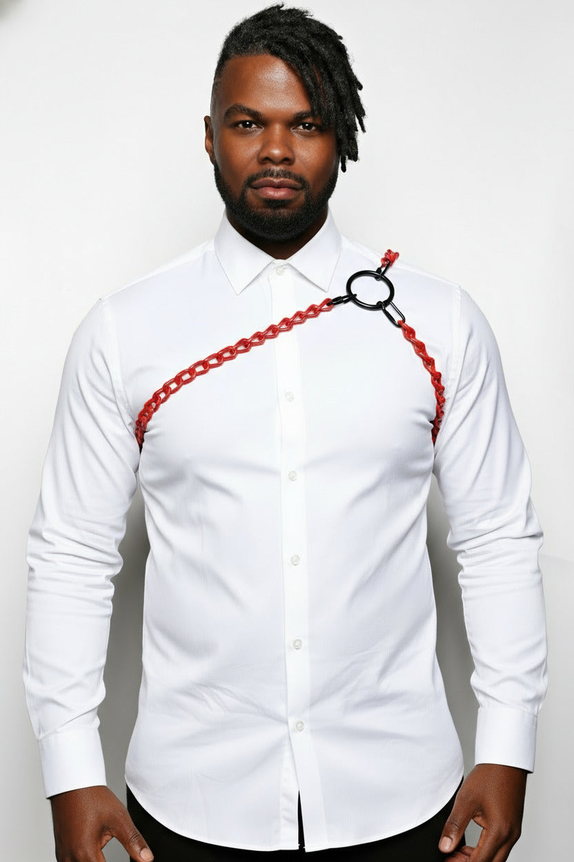 The Red Gladiator Plated Stainless Steel One Shoulder Harness