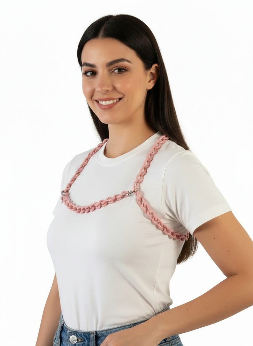 Pink  H-Cross Back Chain Overlay